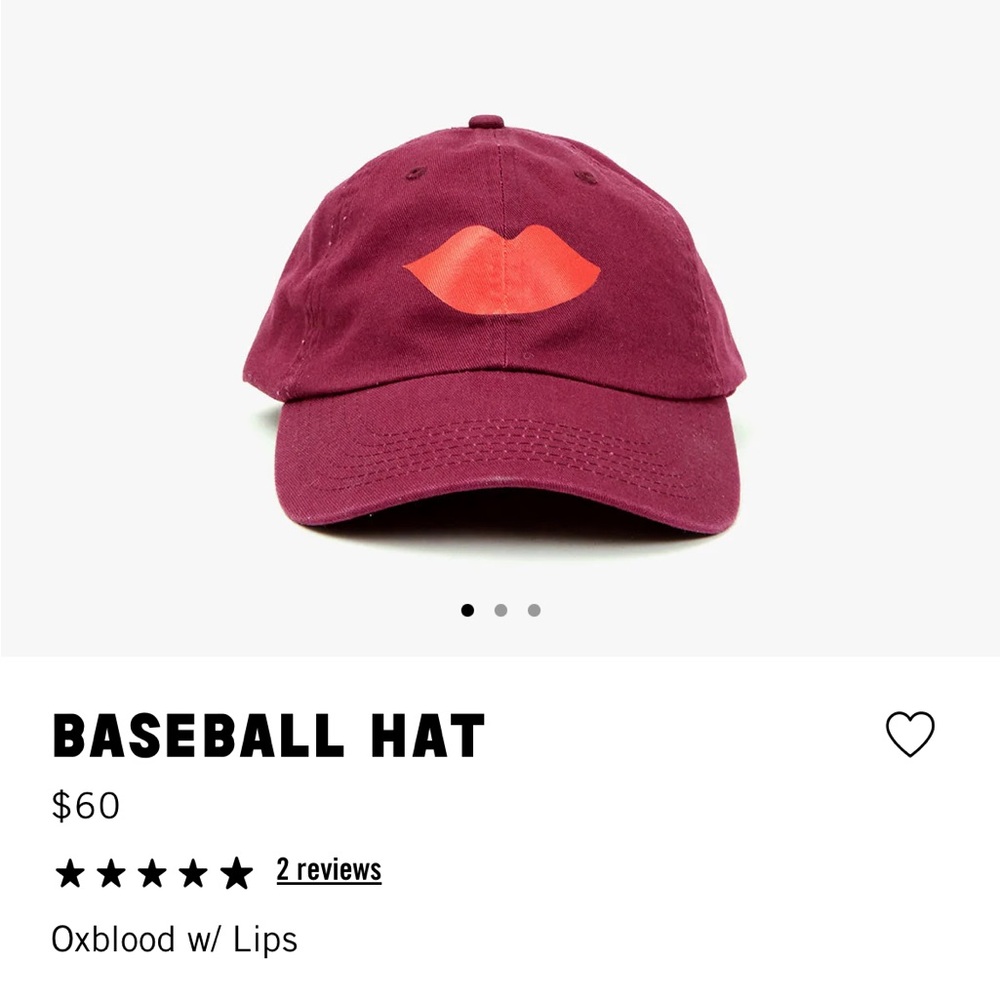 Clare V Lips Baseball Cap with Red Lips Design
